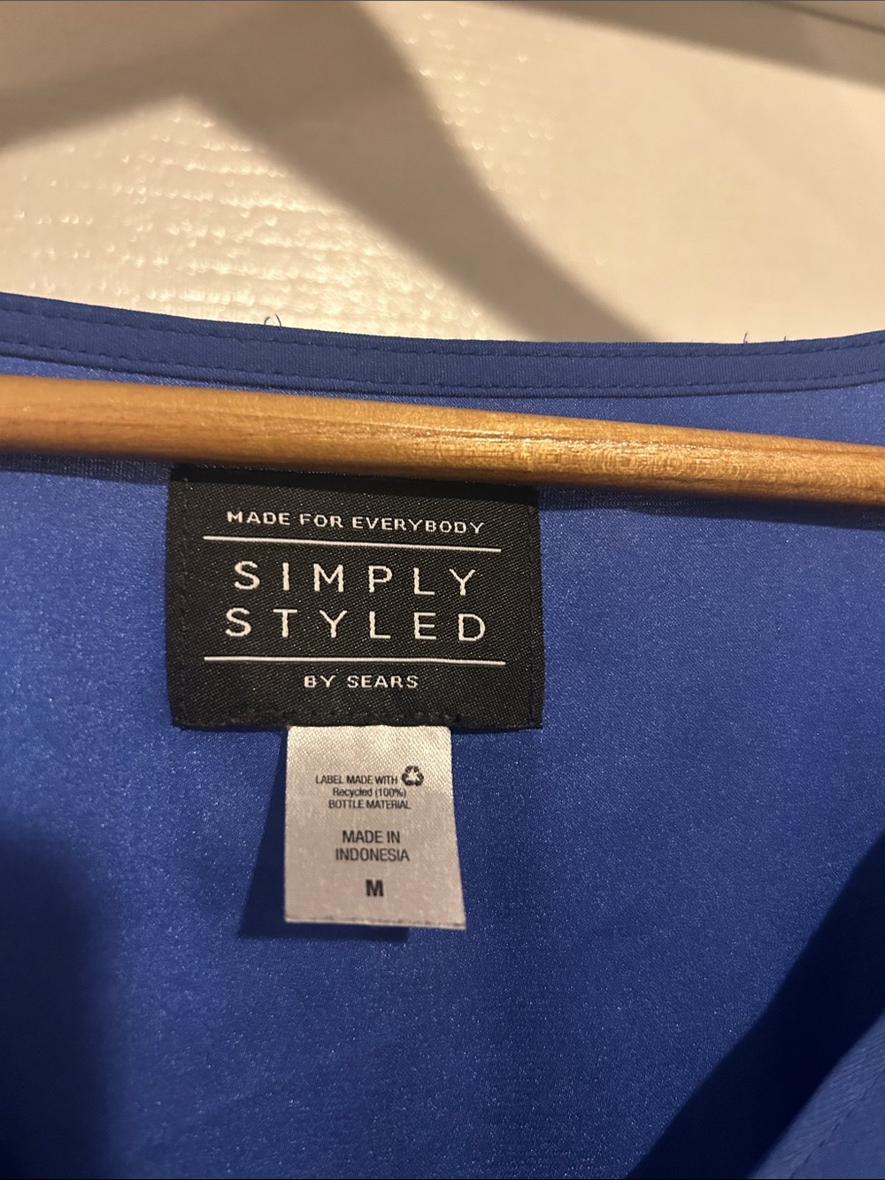 Simply Styled Blue Zip-Front Cap Sleeve Blouse - Picture 2 of 3